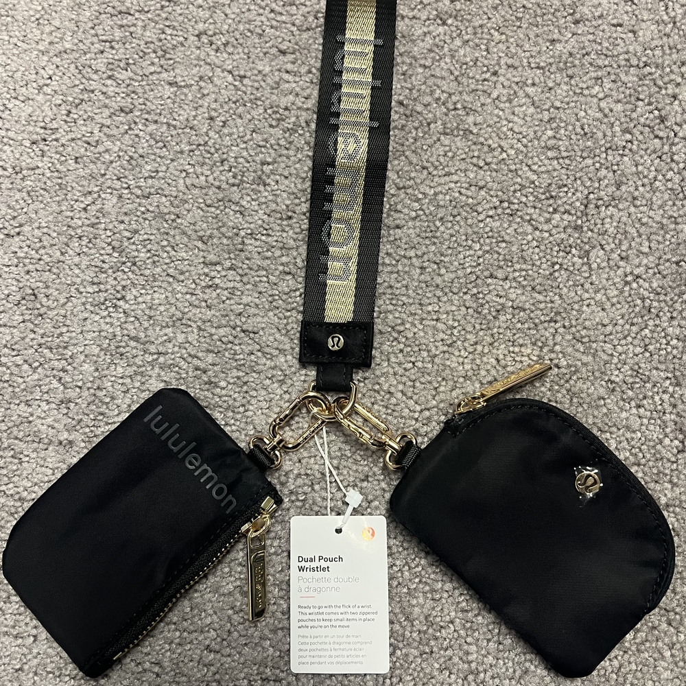Lululemon Dual Pouch Wristlet Gold Black